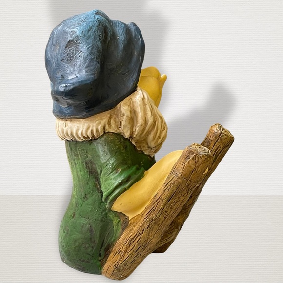 Vtg Dwarf with Ladder and Blue Hat Garden Gnome Statue Lawn Ornament Patio Décor - Picture 10 of 13